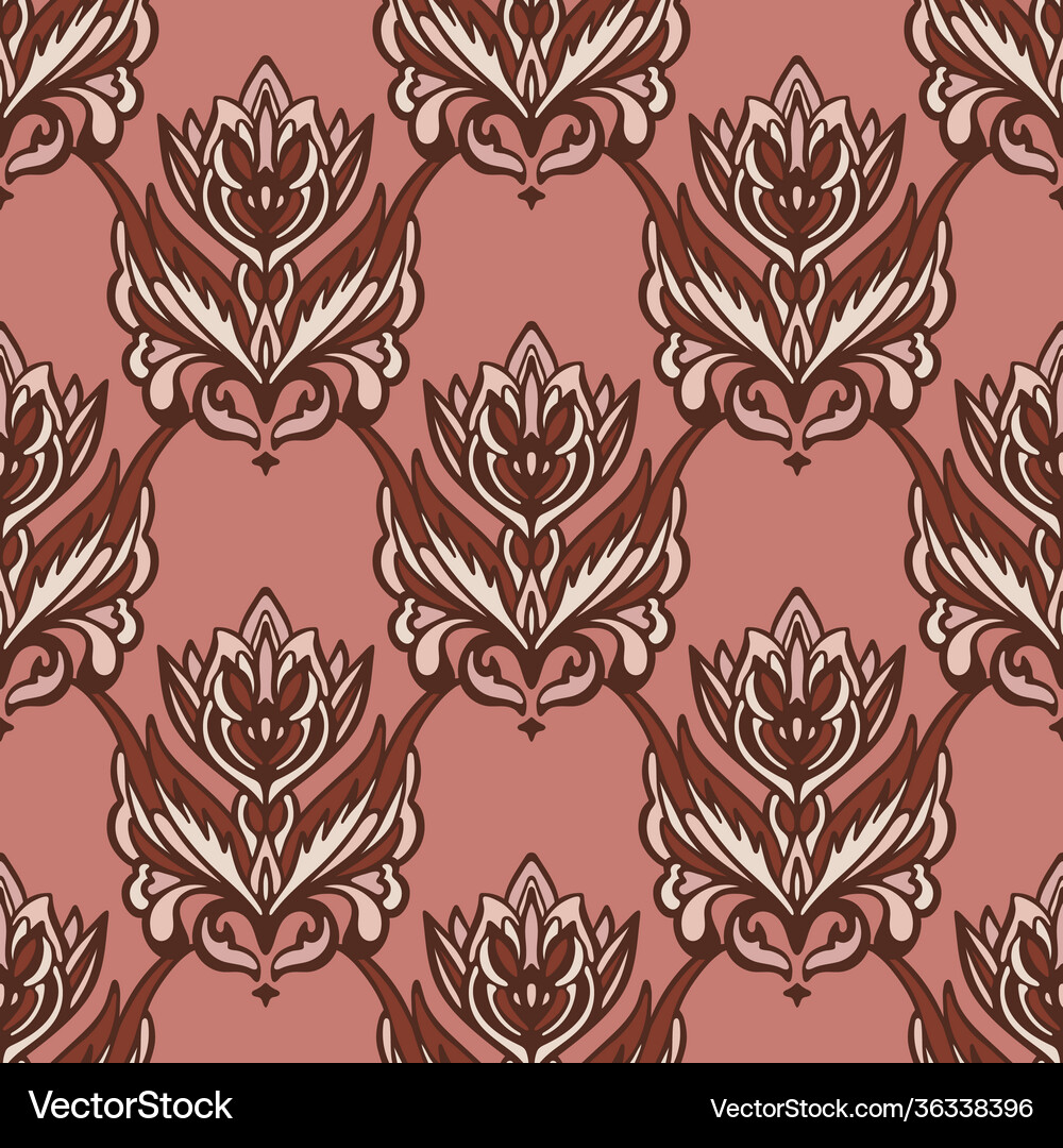 Damask floral seamlress pattern vintage style Vector Image