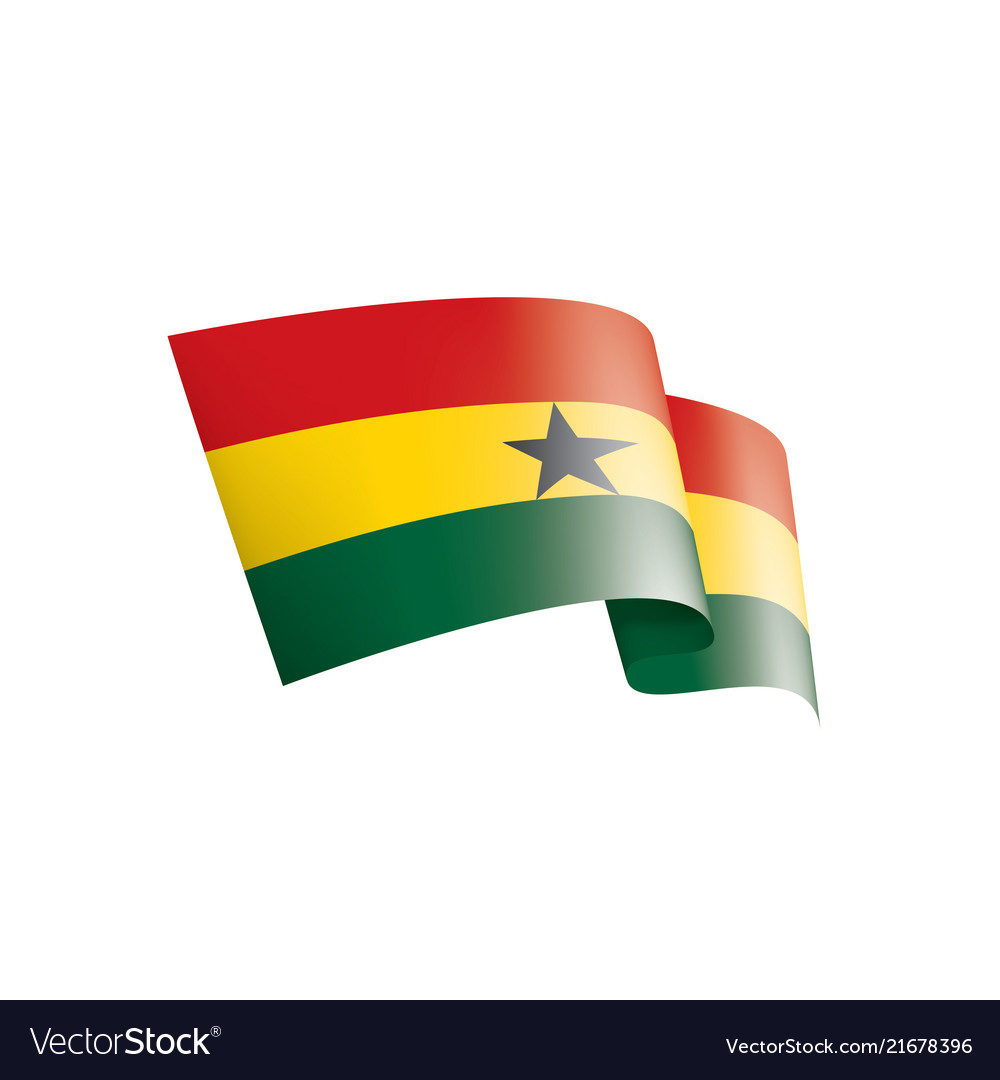 Ghana flag on a white