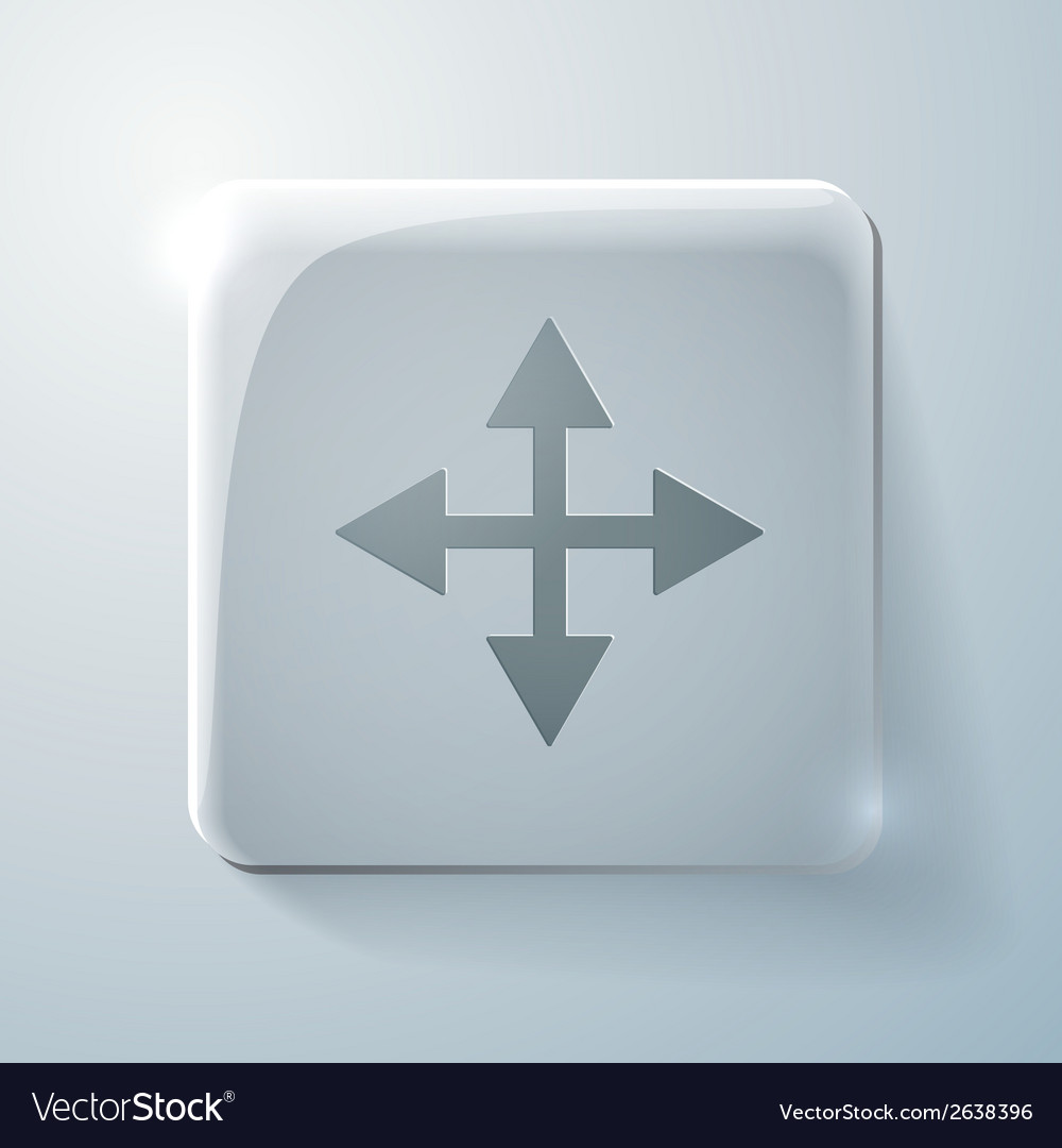 Glass square icon with highlights the move arrows