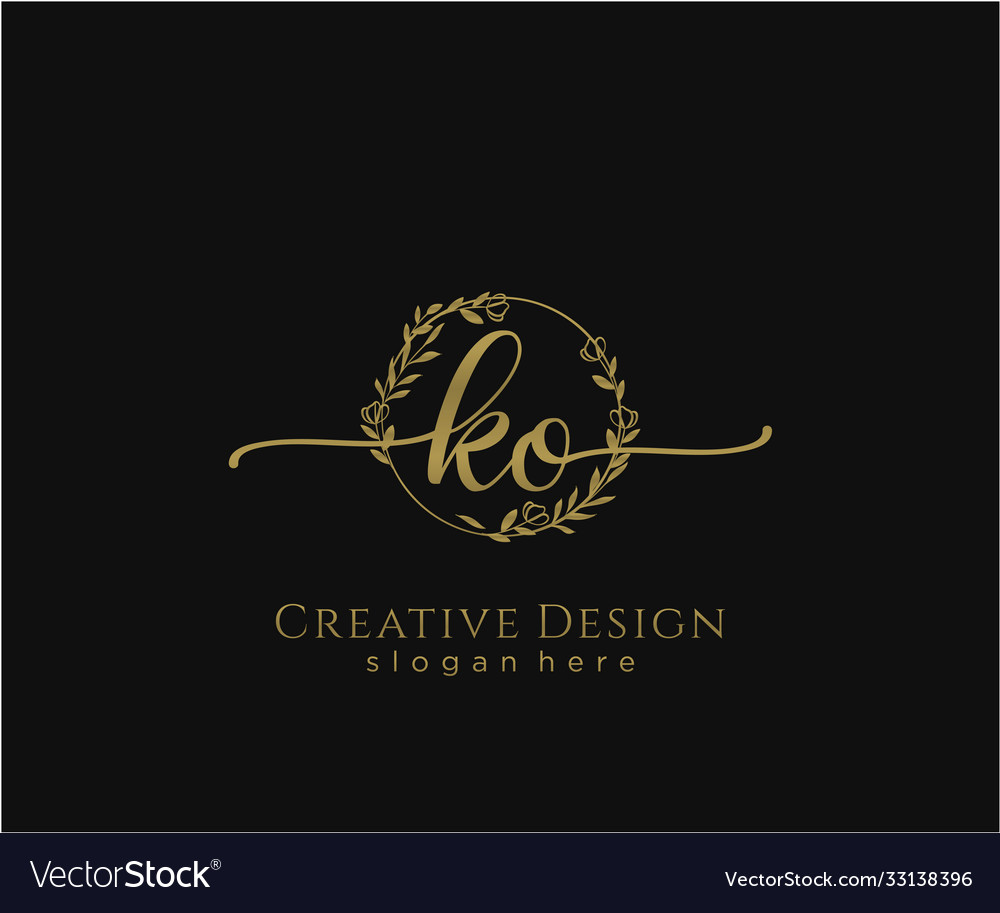 Initial ko beauty monogram and elegant logo design