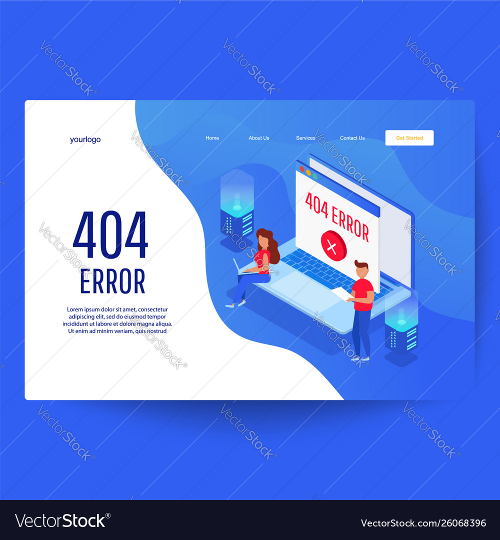 Isometric concept 404 page or file error icon vector image Isometric concept 404 page or file error icon