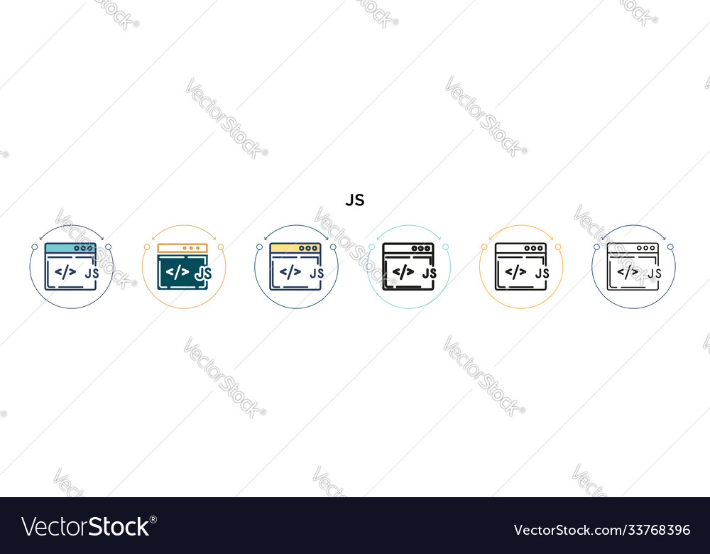 Js icon in filled thin line outline and stroke