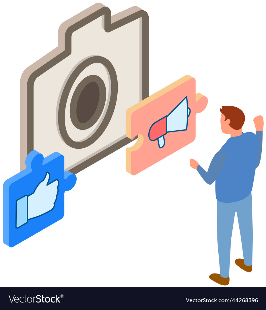 Man interacting with elements on mobile phone vector image Man interacting with elements on mobile phone