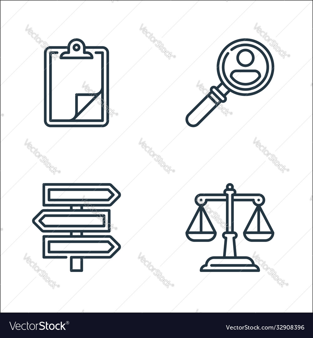 Management line icons linear set quality vector image Management line icons linear set quality