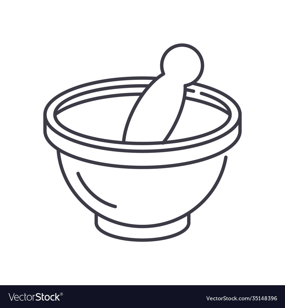 Mortar pestle icon linear isolated