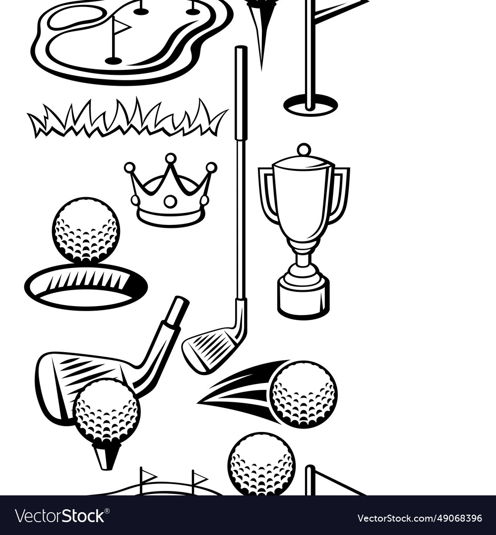 Pattern with golf items sport club