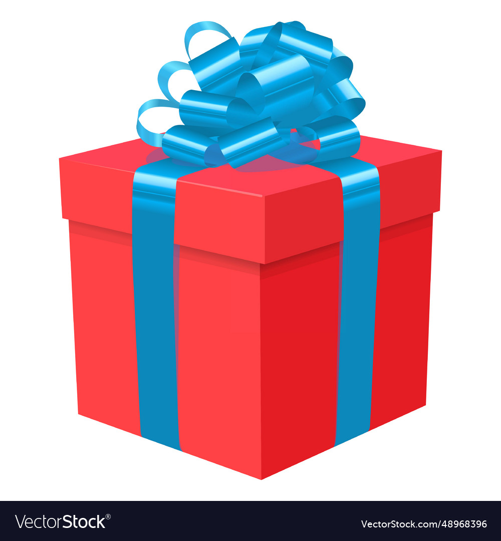 Red gift box blue bow icon 1