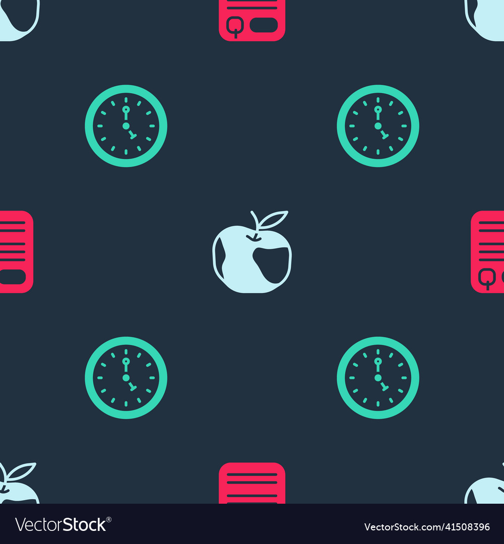 Set dossier folder apple and clock on seamless Vector Image Set dossier folder apple and clock on seamless