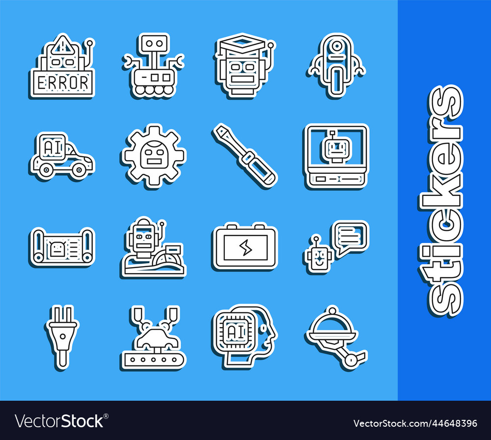 Set line waiter robot bot autonomous vector image Set line waiter robot bot autonomous