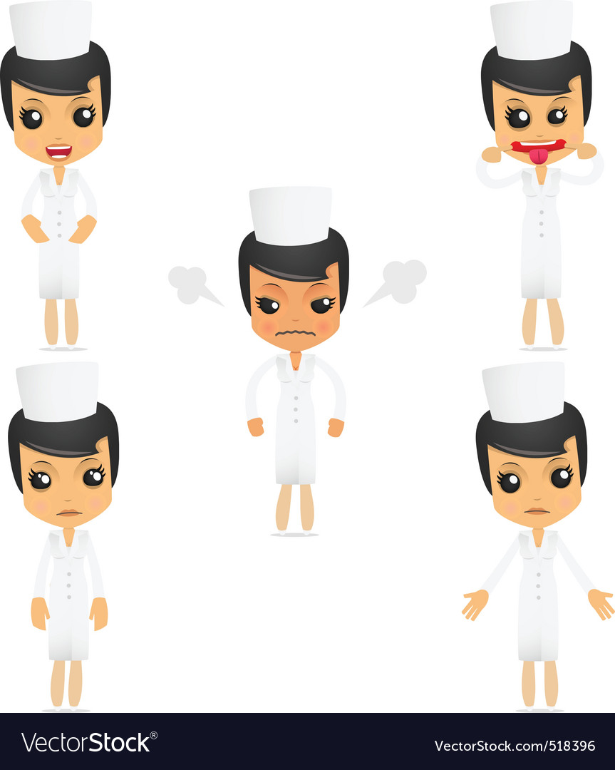 Set of funny cartoon nurse