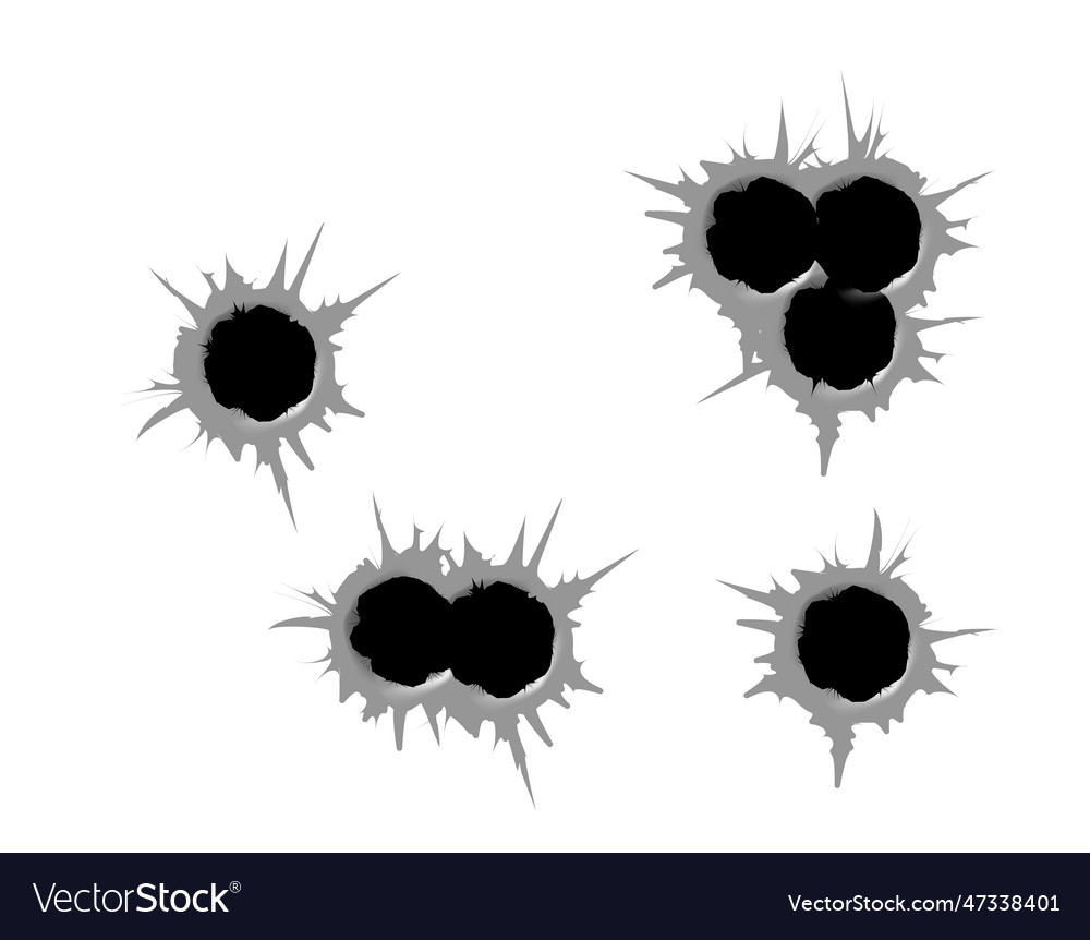 Bullet hole template damage and cracks on surface Vector Image