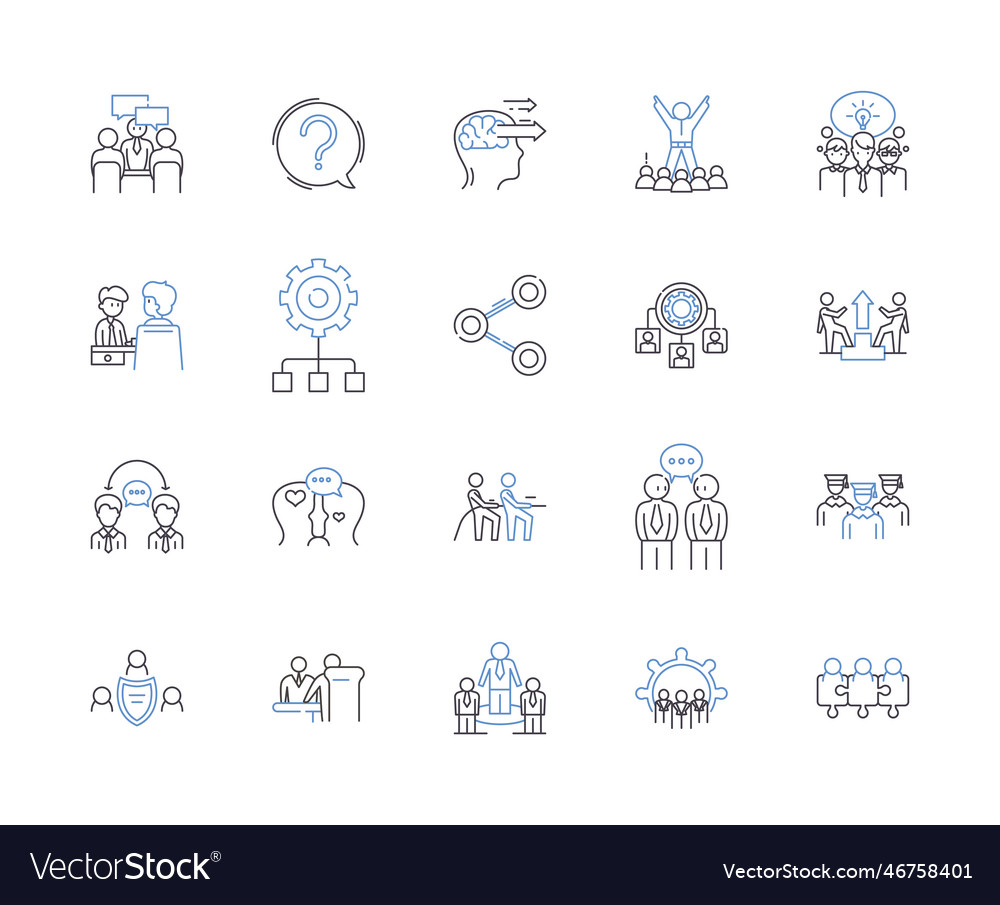 Community and networking outline icons collection