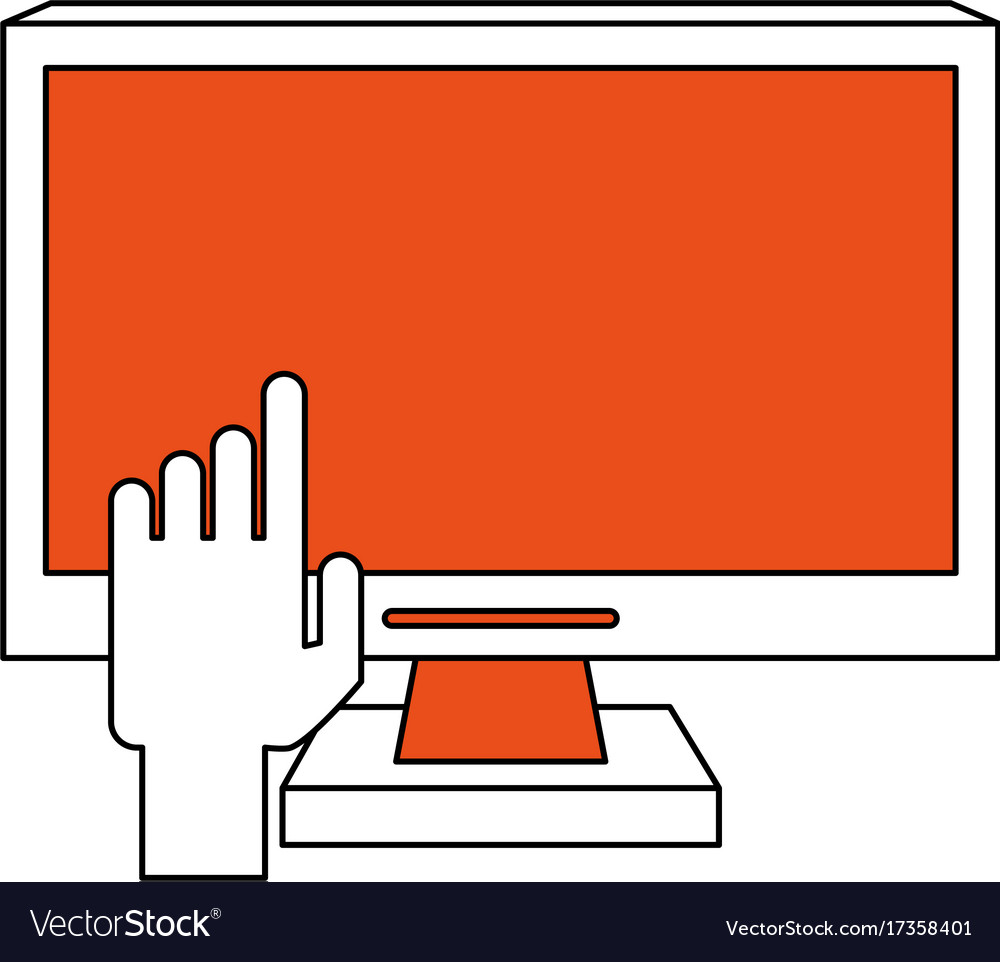Computer monitor with hand cursor icon image