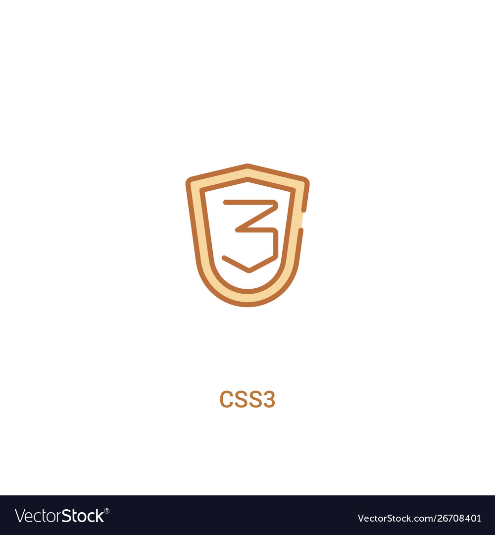 Css3 concept 2 colored icon simple line element vector image Css3 concept 2 colored icon simple line element