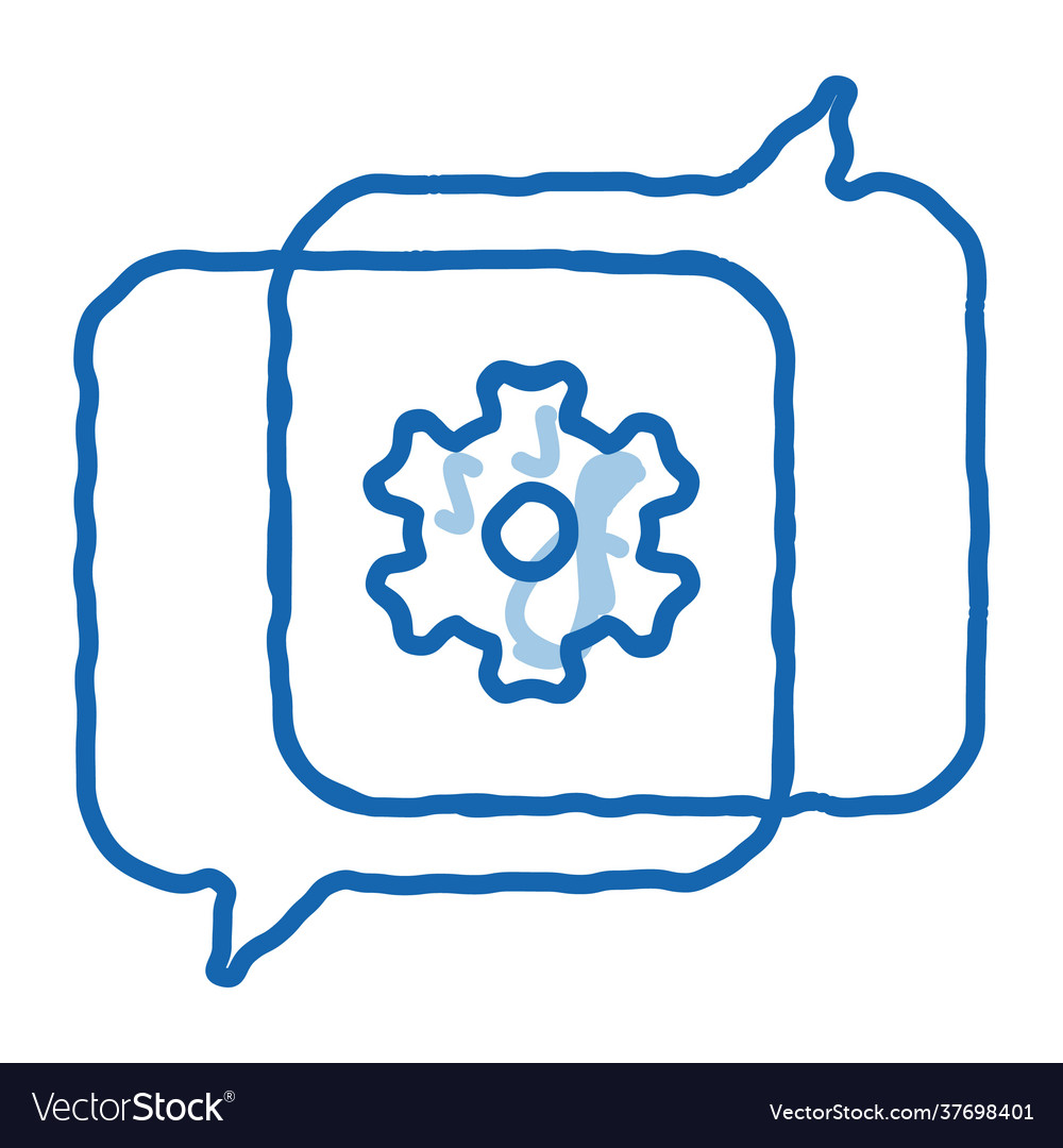 Gear in quotation frame agile element doodle icon vector image Gear in quotation frame agile element doodle icon