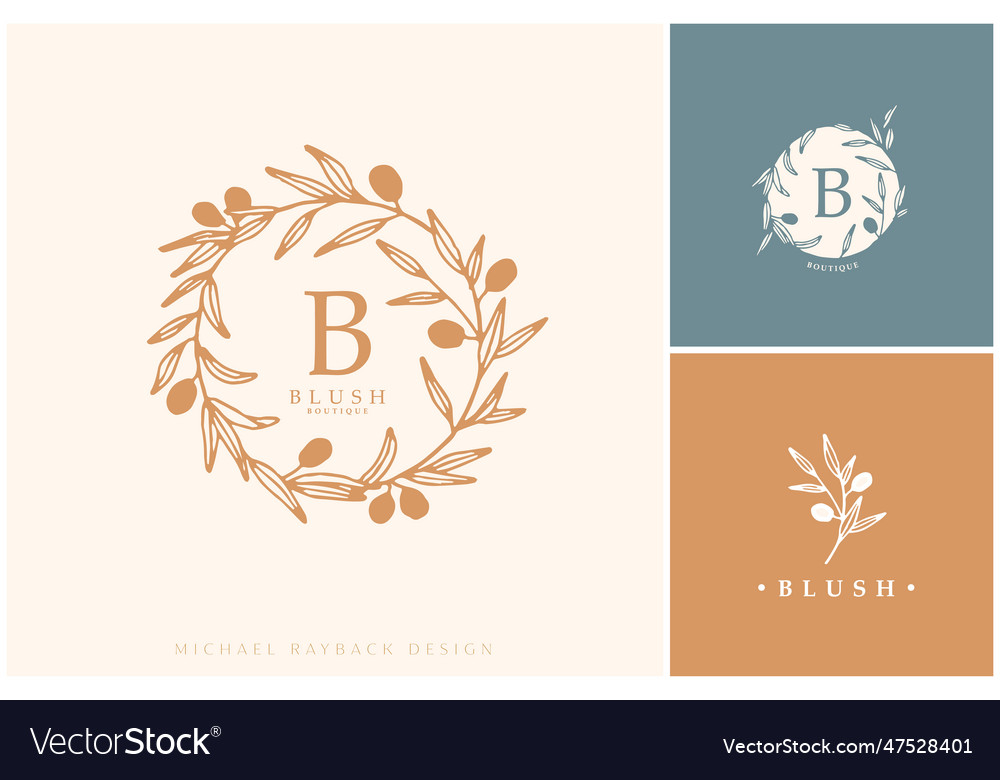 Hand gezeichnetes Logo Design floral vector image Hand gezeichnetes Logo Design floral