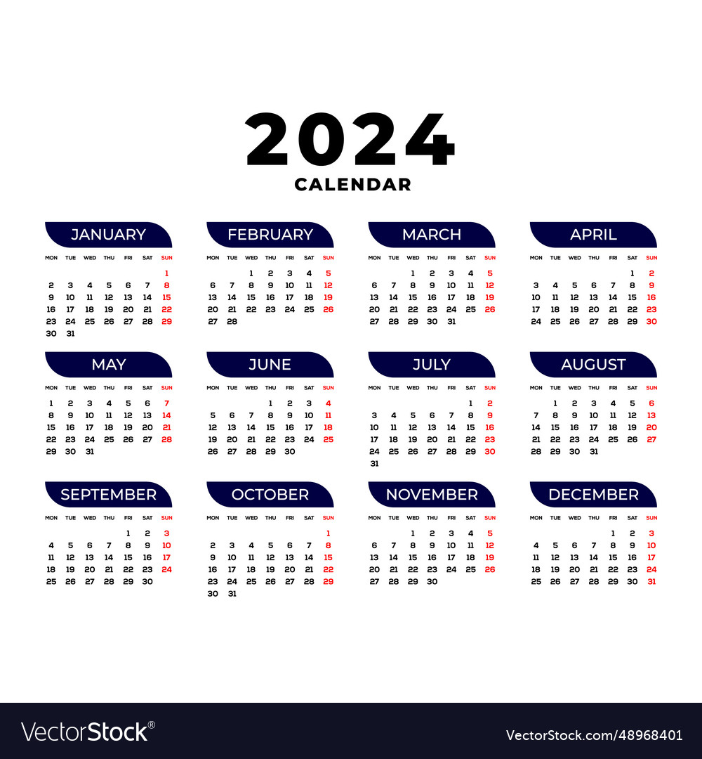 Happy new year 2024 modern design calendar Vector Image