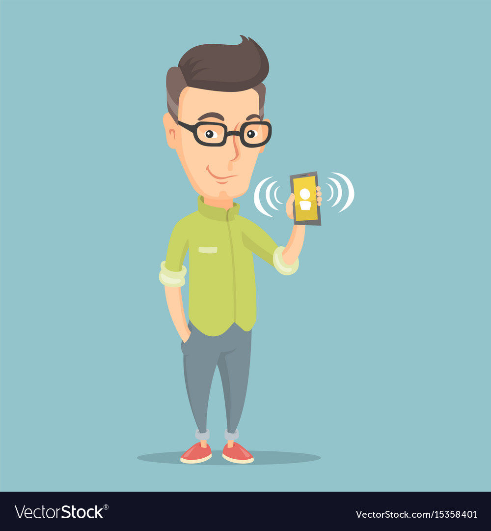 Man Holding Ringing Mobile Phone Royalty Free Vector Image