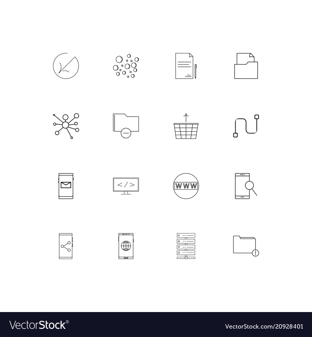 Network and database linear thin icons set