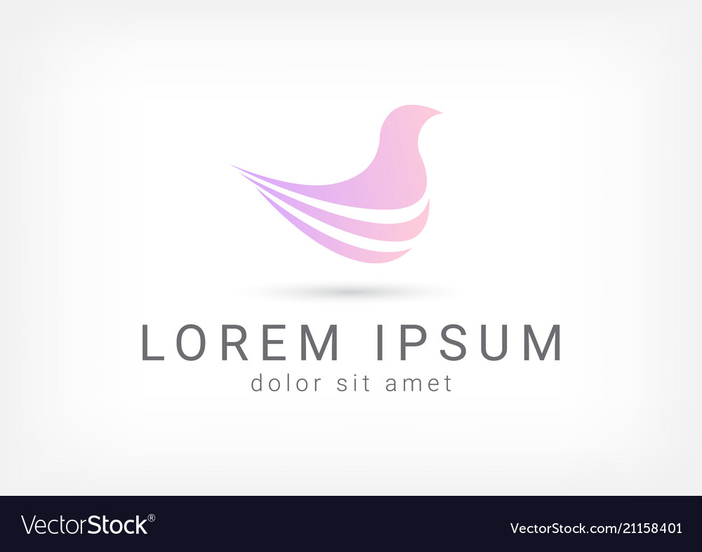 Purple bird minimal curve abstract logo design tem