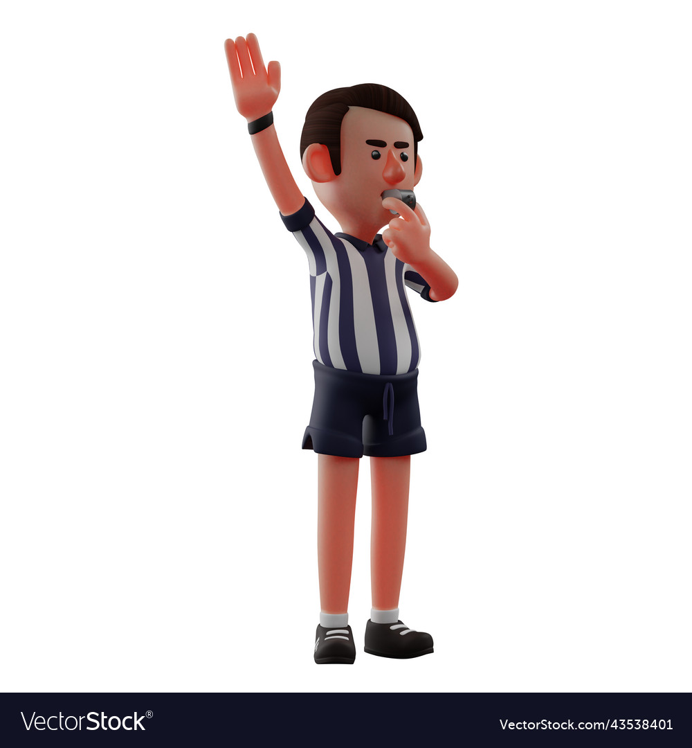 Referees 3d cartoon blow the whistle