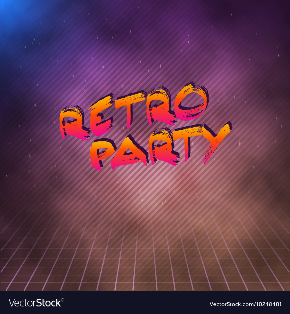 Retro party 1980 neon poster disco 80s Royalty Free Vector