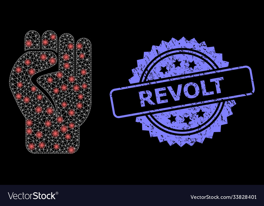 Scratched revolt seal and bright web net clenched Vector Image Scratched revolt seal and bright web net clenched