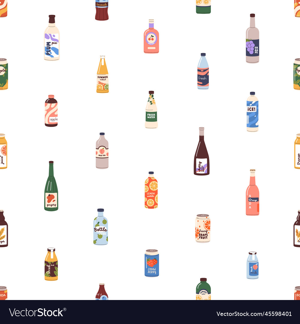 Seamless pattern with fruit soda drinks Royalty Free Vector