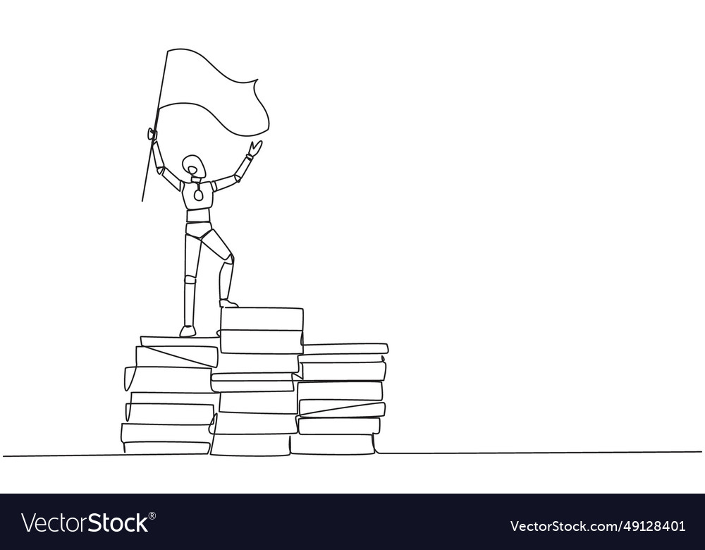 Single one line drawing of robotic artificial vector image Single one line drawing of robotic artificial