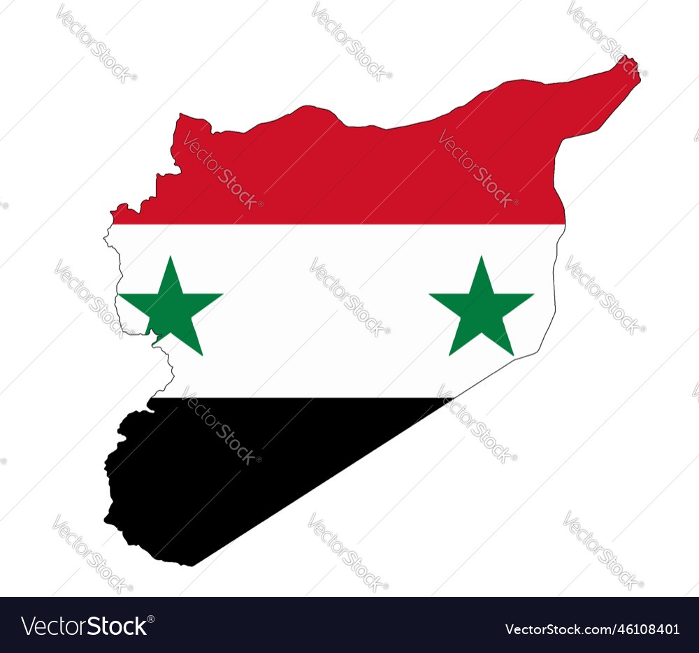 Syria silhouette flag map