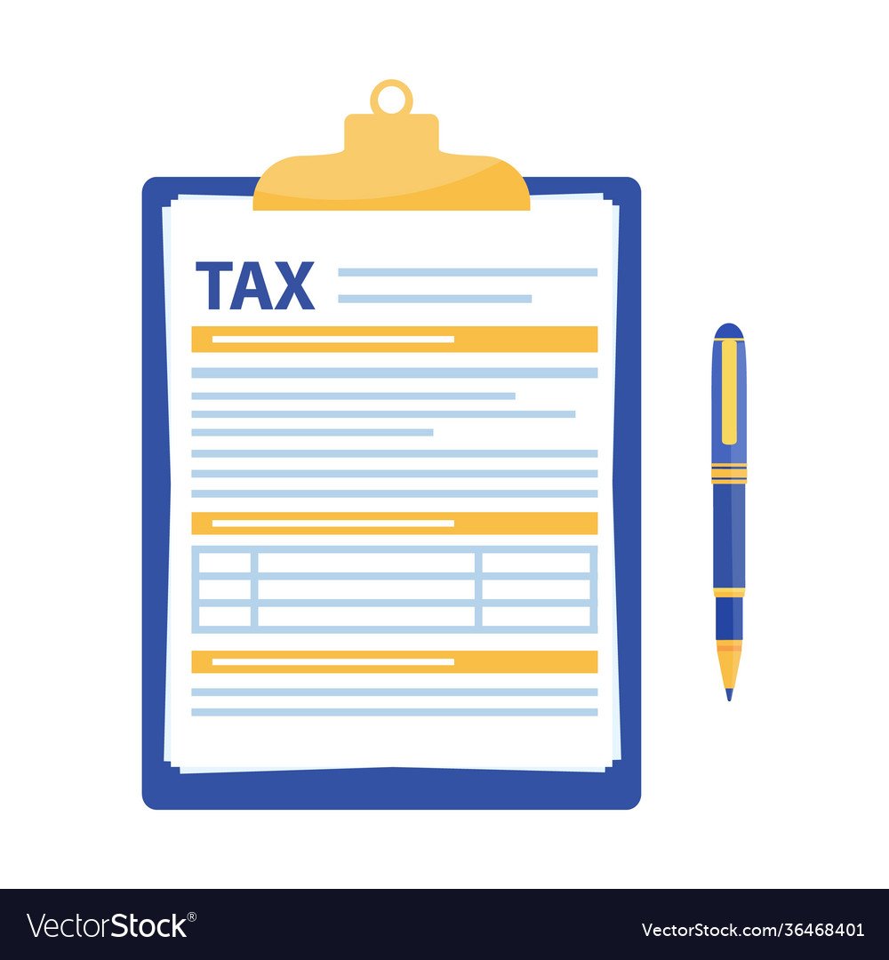 Tax form clipboard with and pen