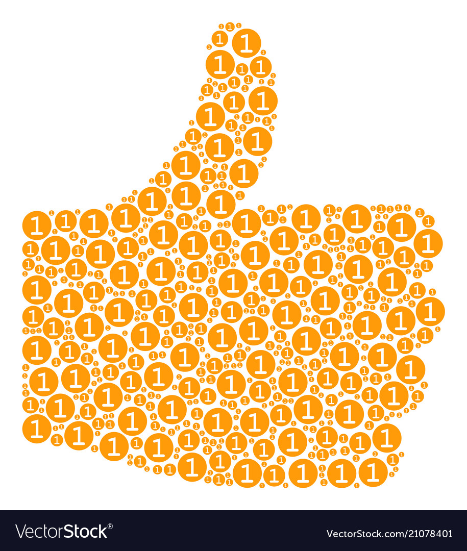 Thumb finger up figure of one coin icons vector image Thumb finger up figure of one coin icons