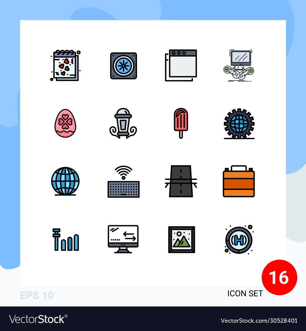 User interface pack 16 basic flat color filled