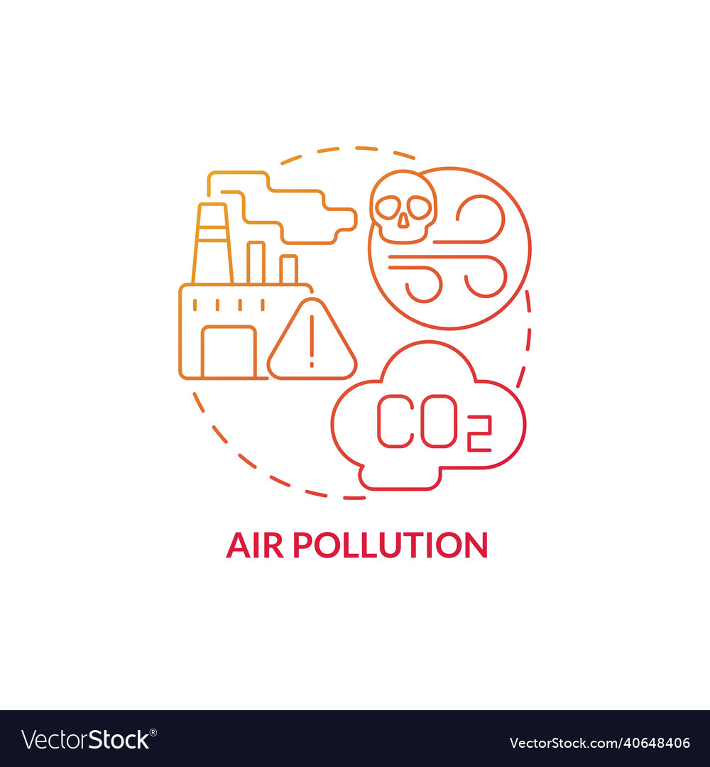 Air pollution red gradient concept icon