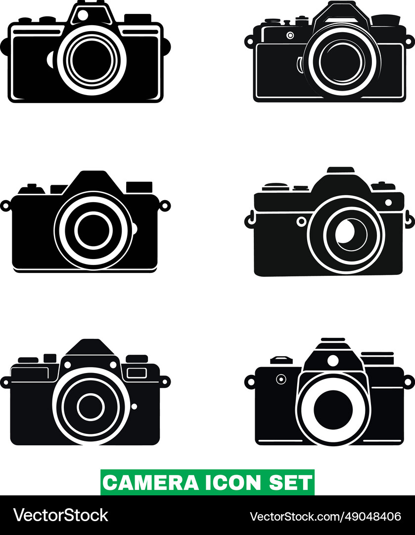 Camera outline and silhouette designs Royalty Free Vector