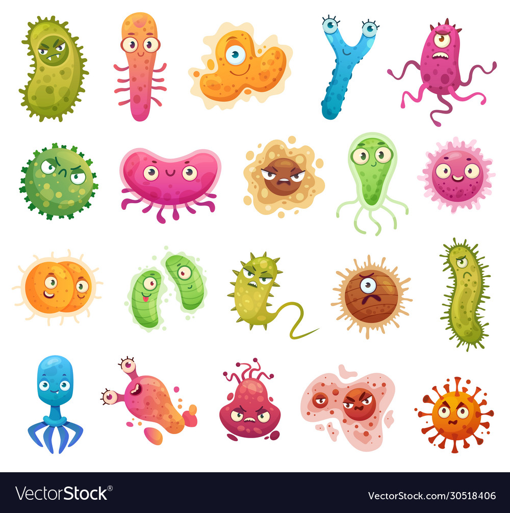 Cartoon bacteria mascot virus character Royalty Free Vector