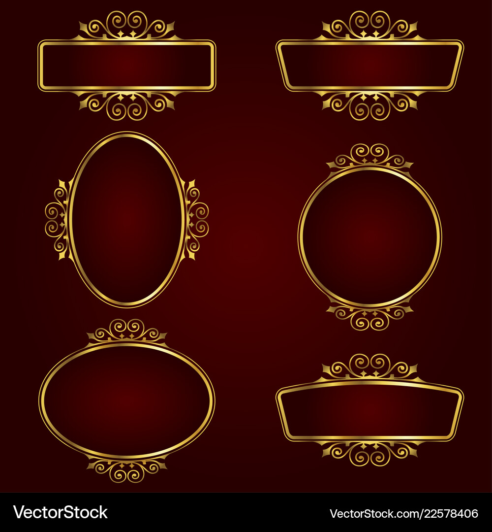 Golden decorative frames Royalty Free Vector Image