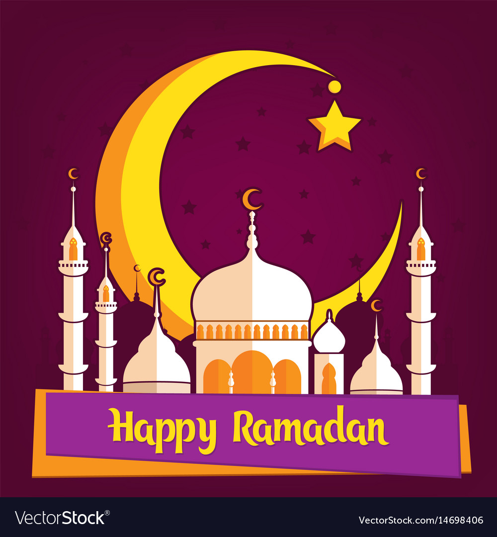 Greeting card template for muslim holiday Vector Image