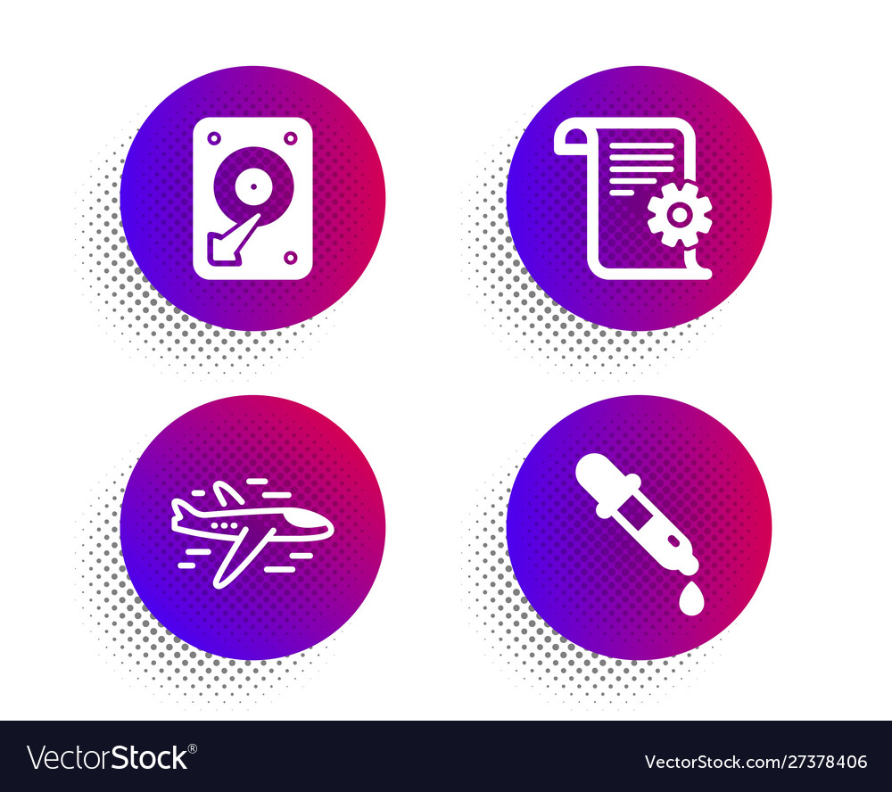 Hdd airplane and technical documentation icons Vector Image Hdd airplane and technical documentation icons
