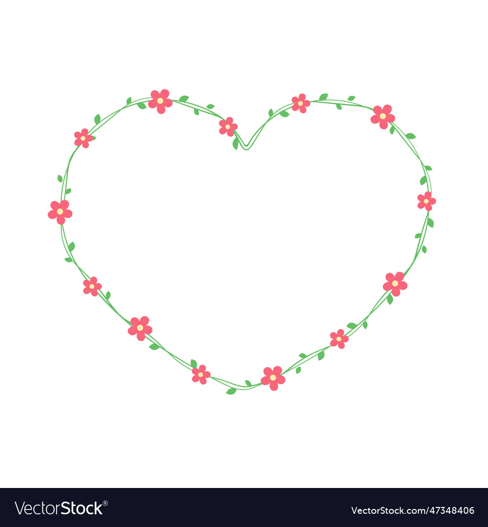 Heart shaped floral frame border green vine Vector Image