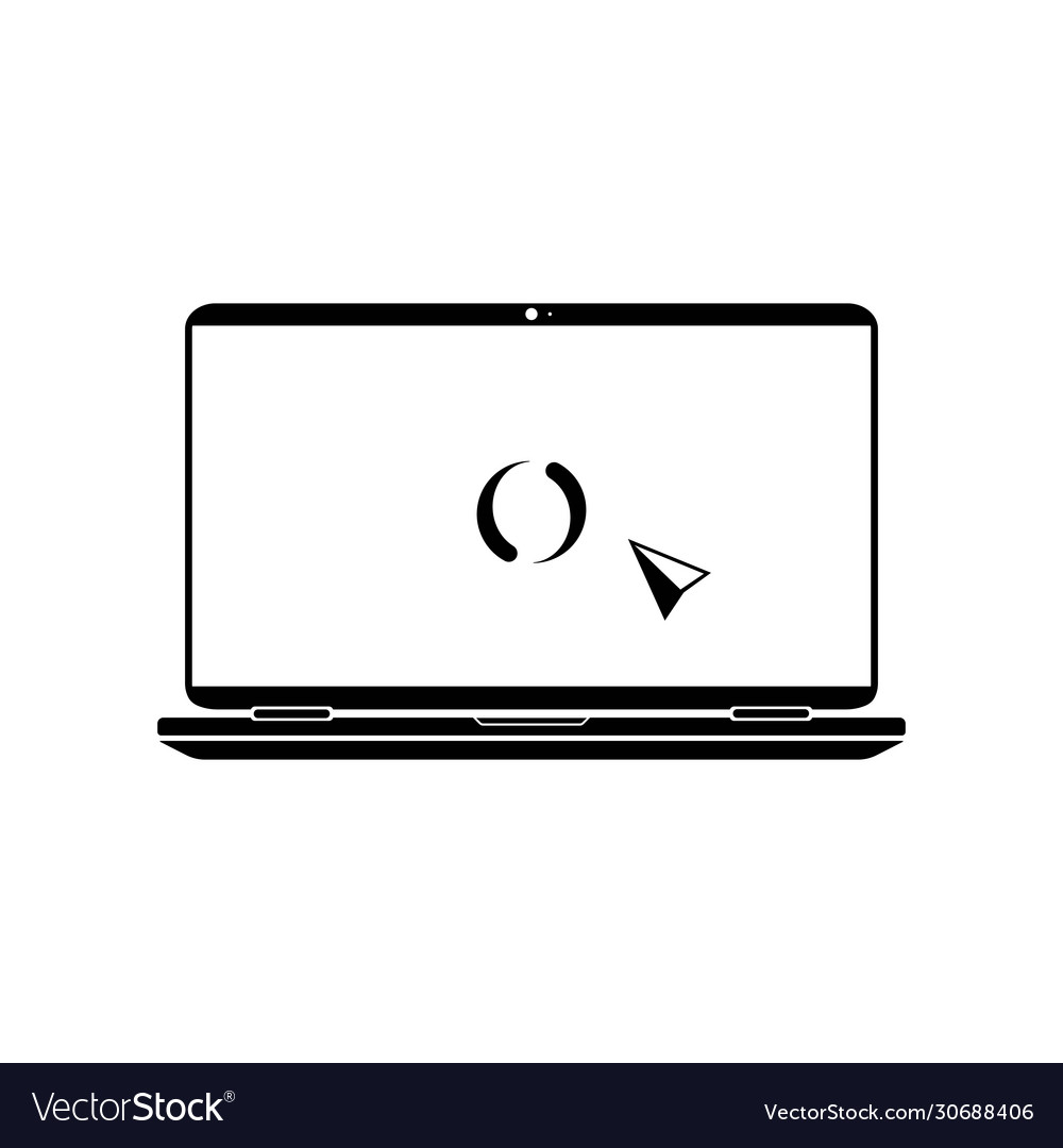 Laptop with pointer and download or mouse cursor vector image Laptop with pointer and download or mouse cursor