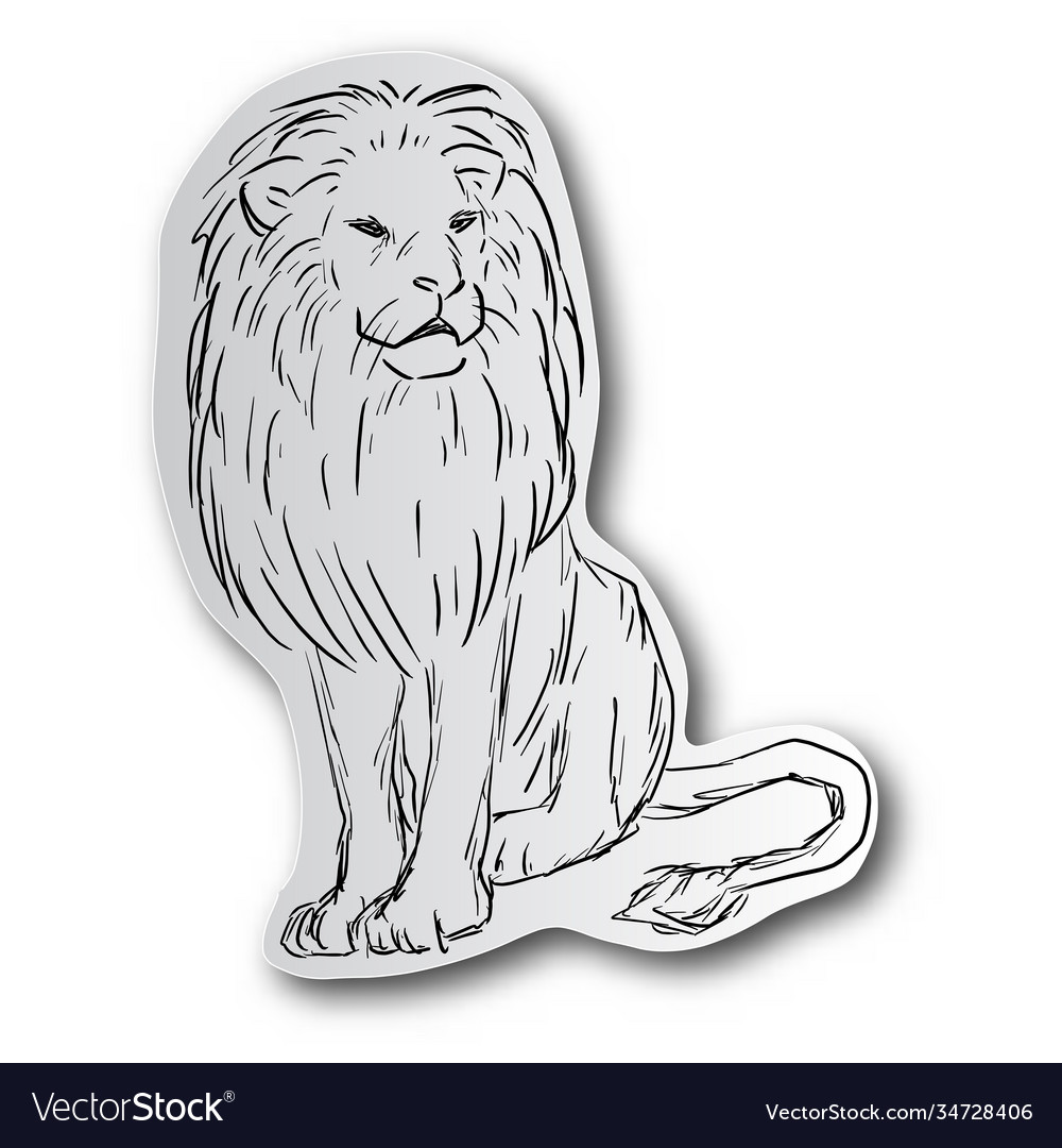 Lion sitting sketch doodle hand Royalty Free Vector Image