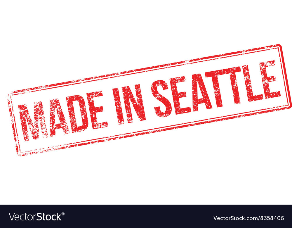 Made in seattle red rubber stamp on white