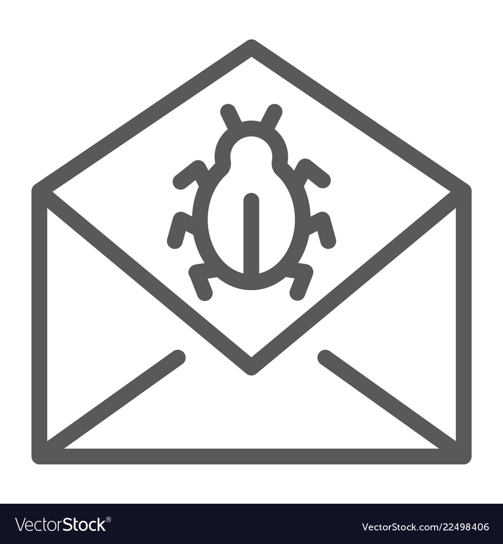 Mail virus attack line icon message and security vector image Mail virus attack line icon message and security