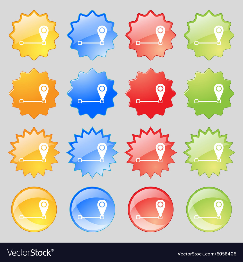 Map pointer icon sign big set of 16 colorful