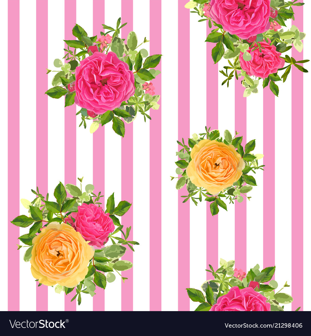 Seamless striped style floral pattern