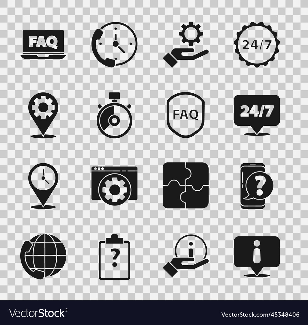 Set information mobile phone with question clock Vector Image Set information mobile phone with question clock