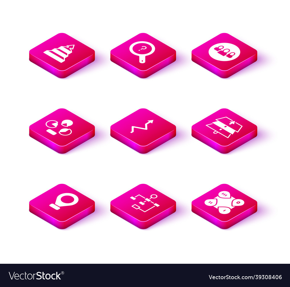 Set location hierarchy organogram chart pie vector image Set location hierarchy organogram chart pie