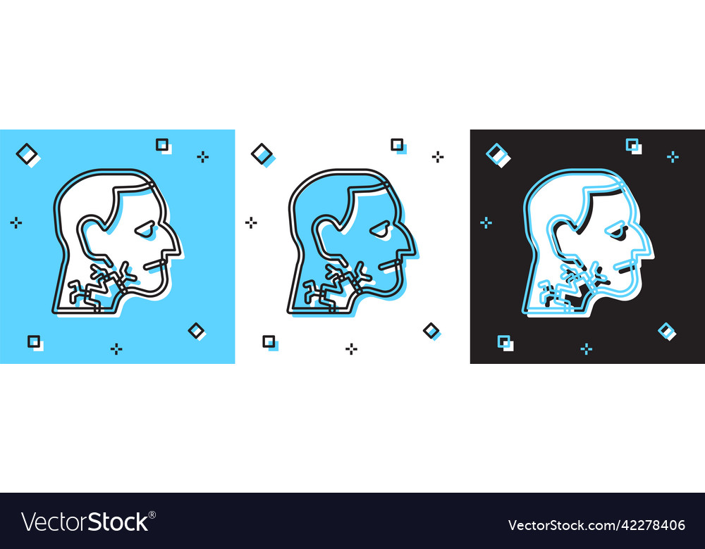Set throat cancer icon isolated on blue and white vector image Set throat cancer icon isolated on blue and white