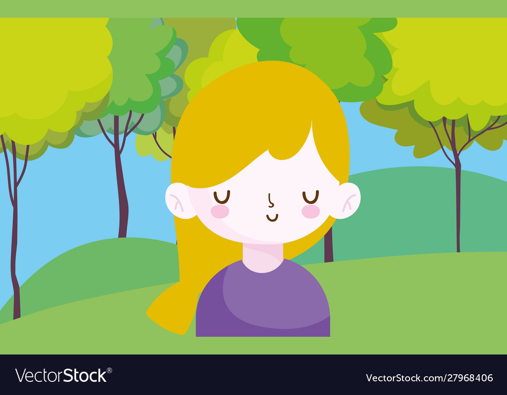 Smiling little girl in park nature outdoors Vector Image